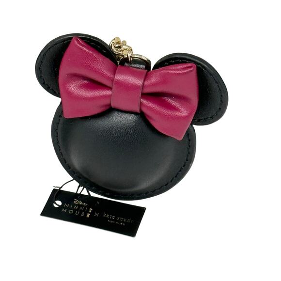 NWT Kate Spade New York x Disney Minnie Mouse Leather Bag Charm Gold Tone - Picture 6 of 11